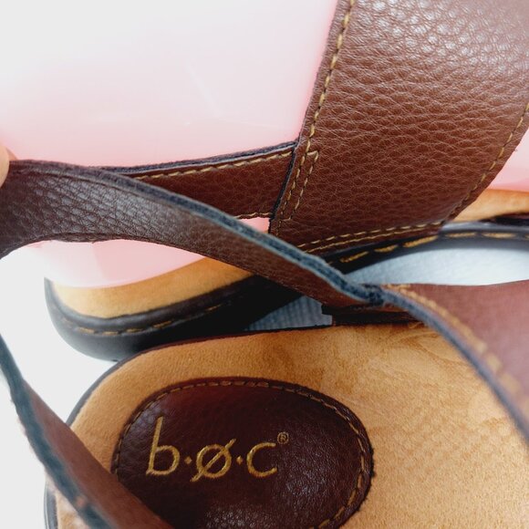 Boc Women's Brown Pebble Leather Open Toe Slingback Sandal Size US 8M - Picture 11 of 13